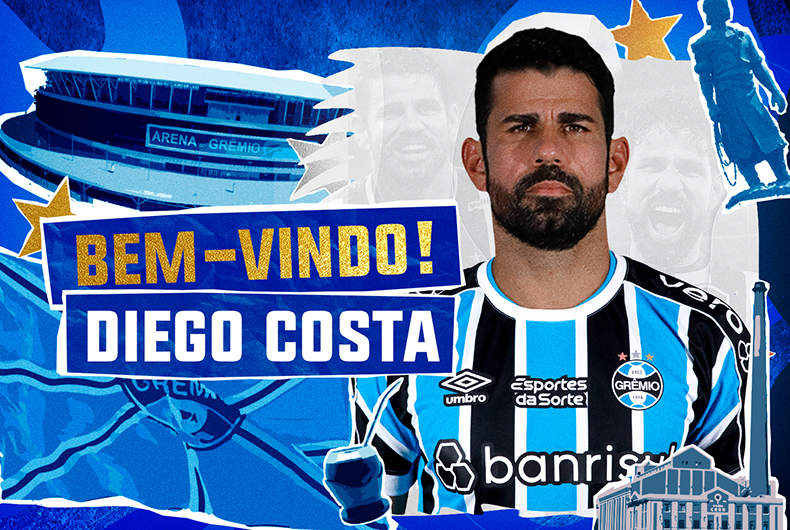Grêmio fecha acordo com o centroavante Diego Costa